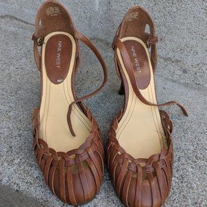 Nine West Leather Woven Slingback Mary Jane, Sz6.5